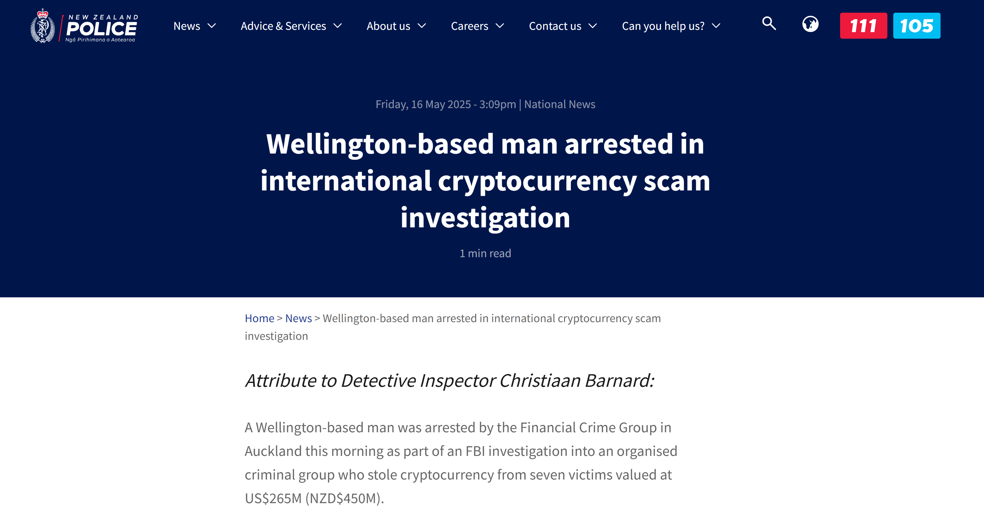 New Zealand man arrested in $265M crypto scam tied to FBI probe