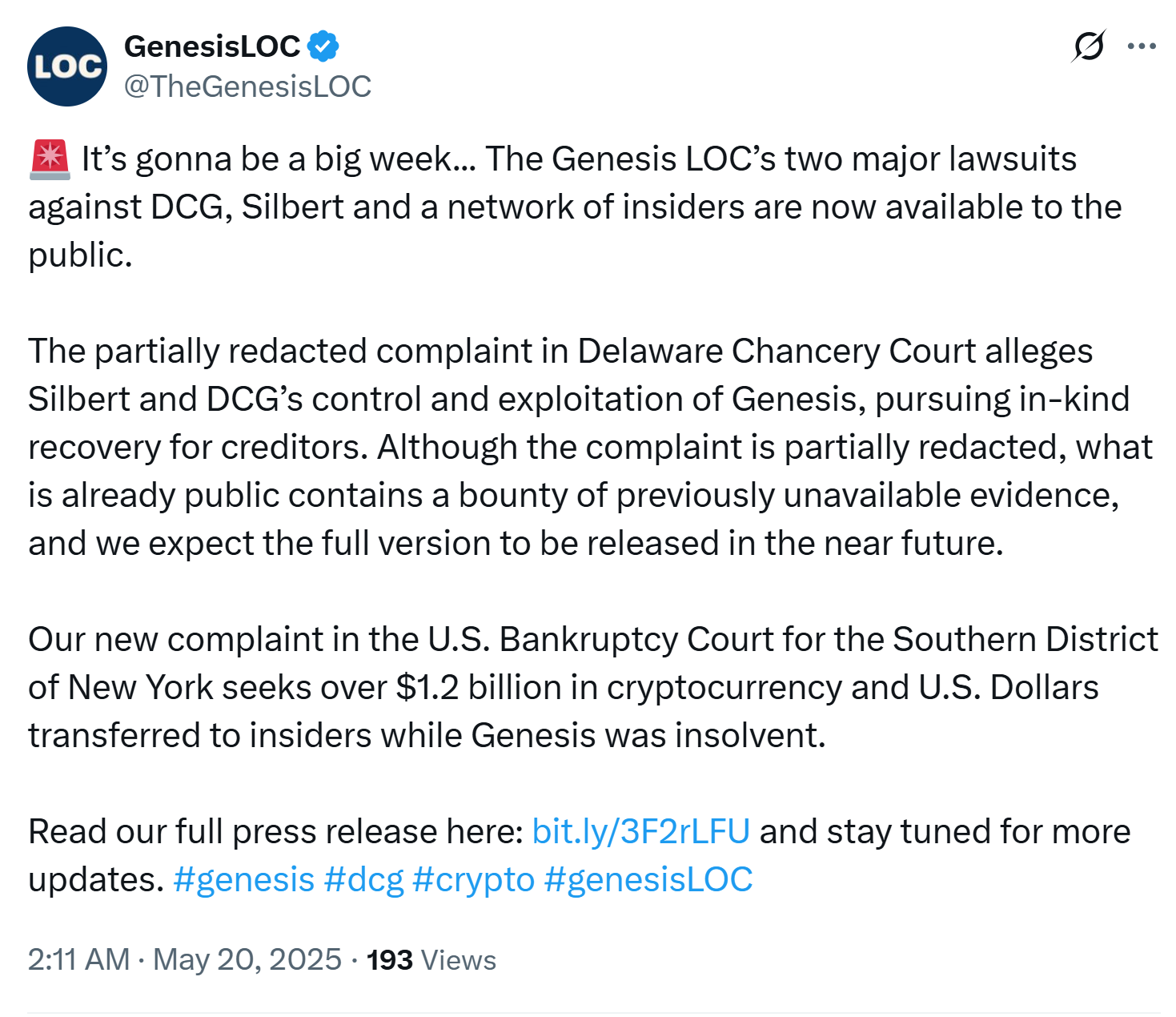 Genesis files dual lawsuits to claw back $3.3B from DCG, Barry Silbert