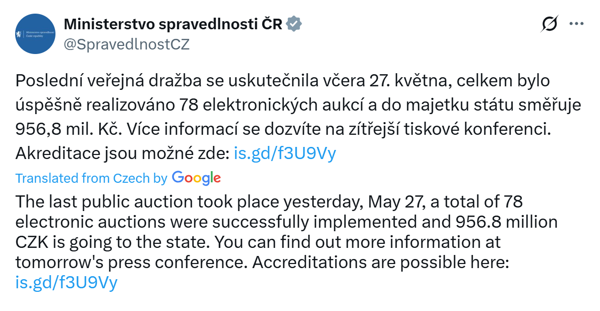 Czech justice minister resigns over $45M Bitcoin gift from convict