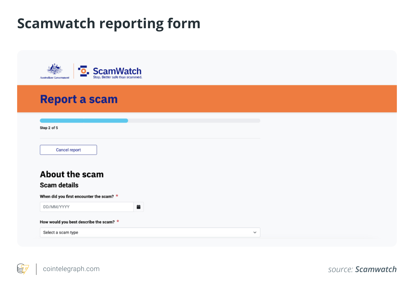 Scamwatch reporting form How to use Chainabuse and Scamwatch to report a Bitcoin scammer